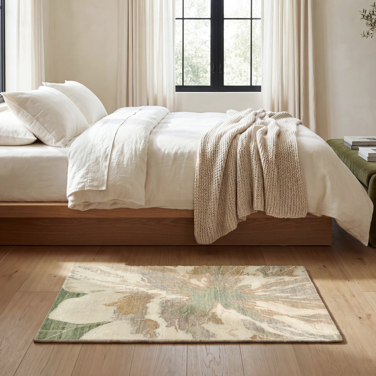 Brushlight BRL02 Green Ivory Rug - room scene