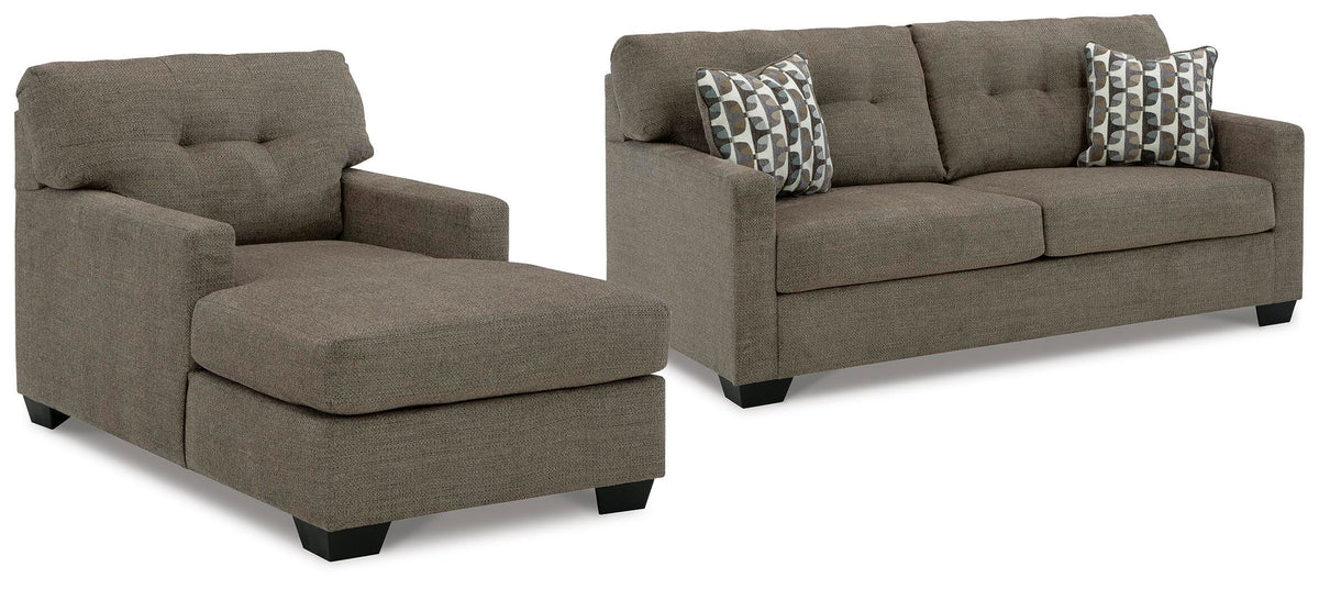 Mahoney Sofa and Chaise - Chocolate