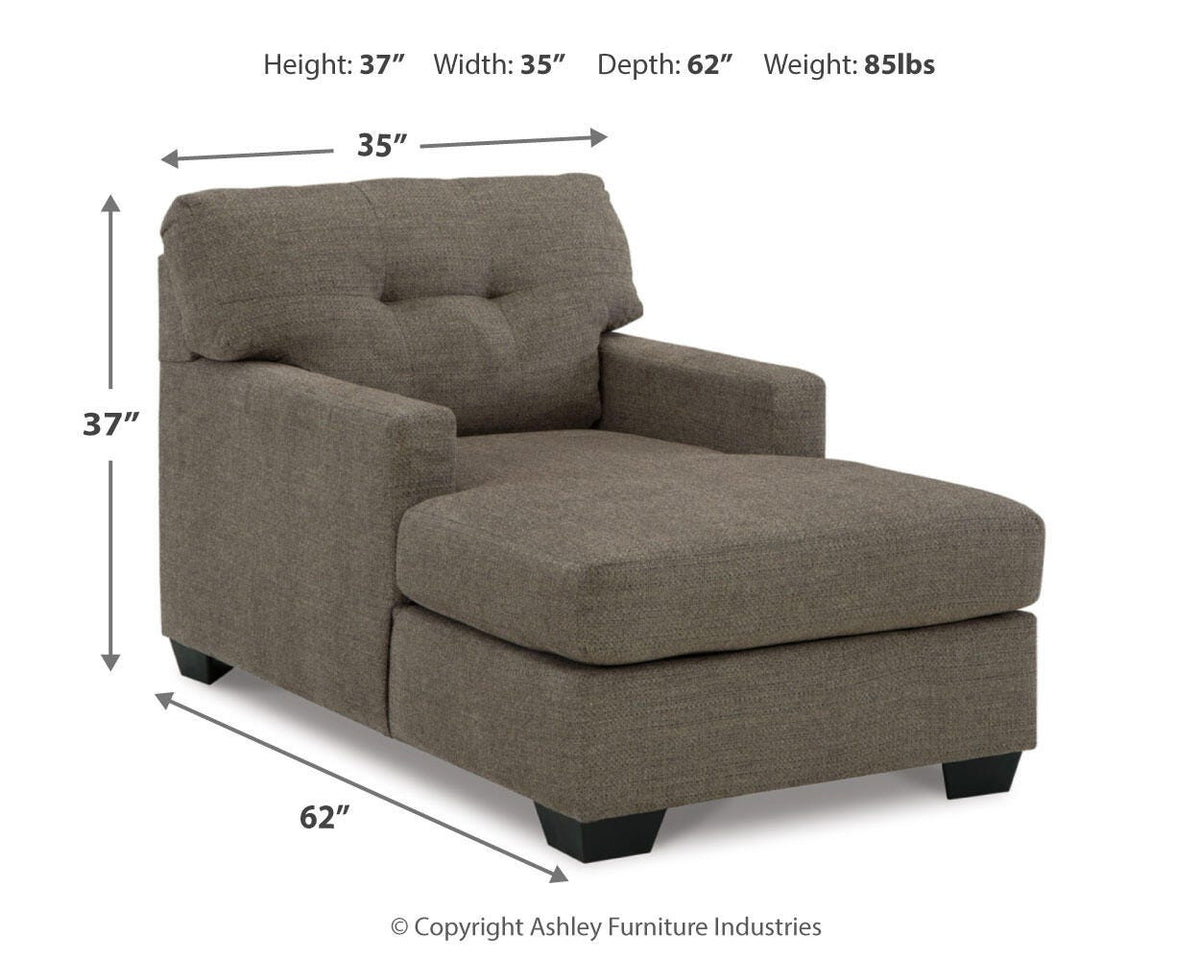 Mahoney Sofa and Chaise - Chocolate