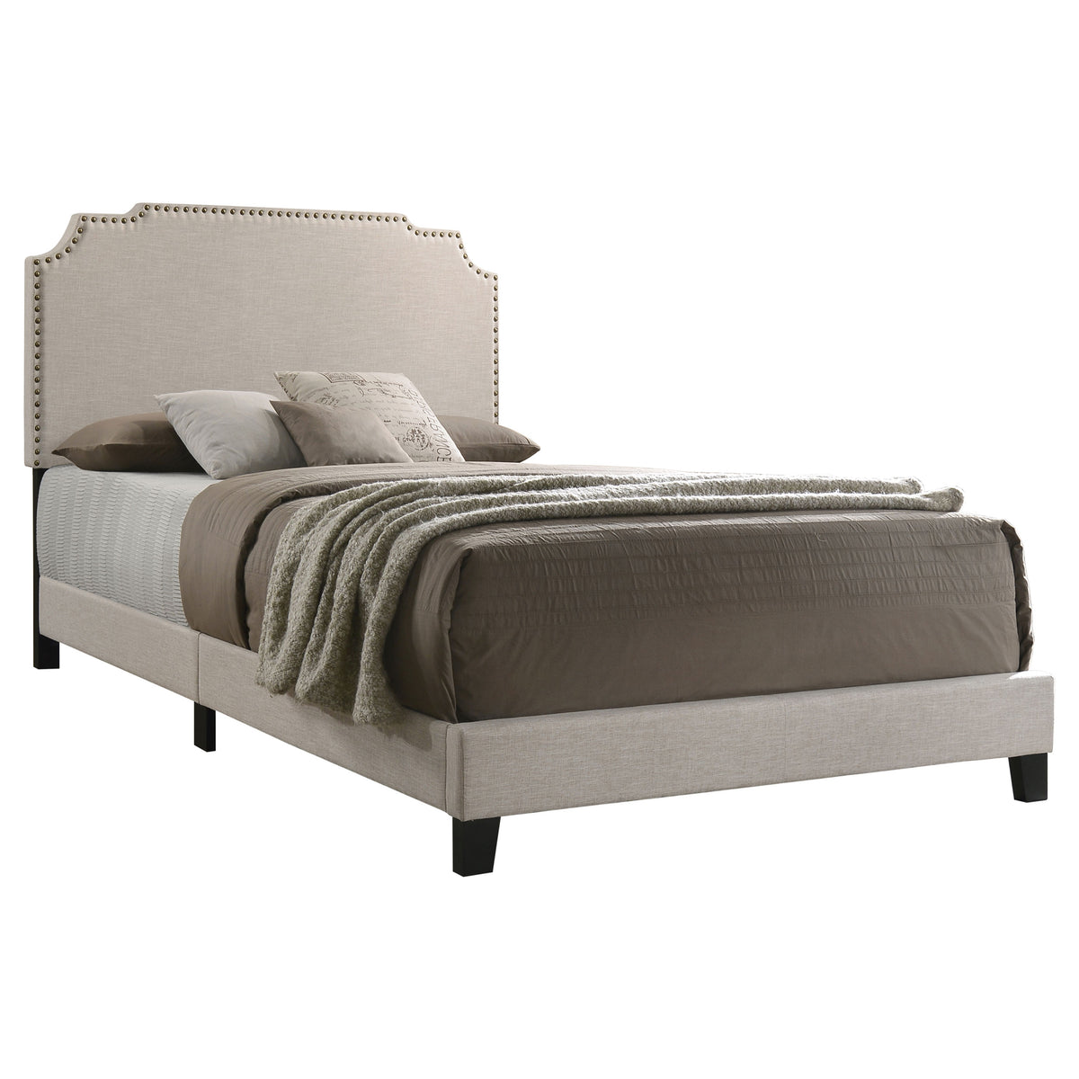 Tamarac Upholstered Panel Bed Beige - Eastern King
