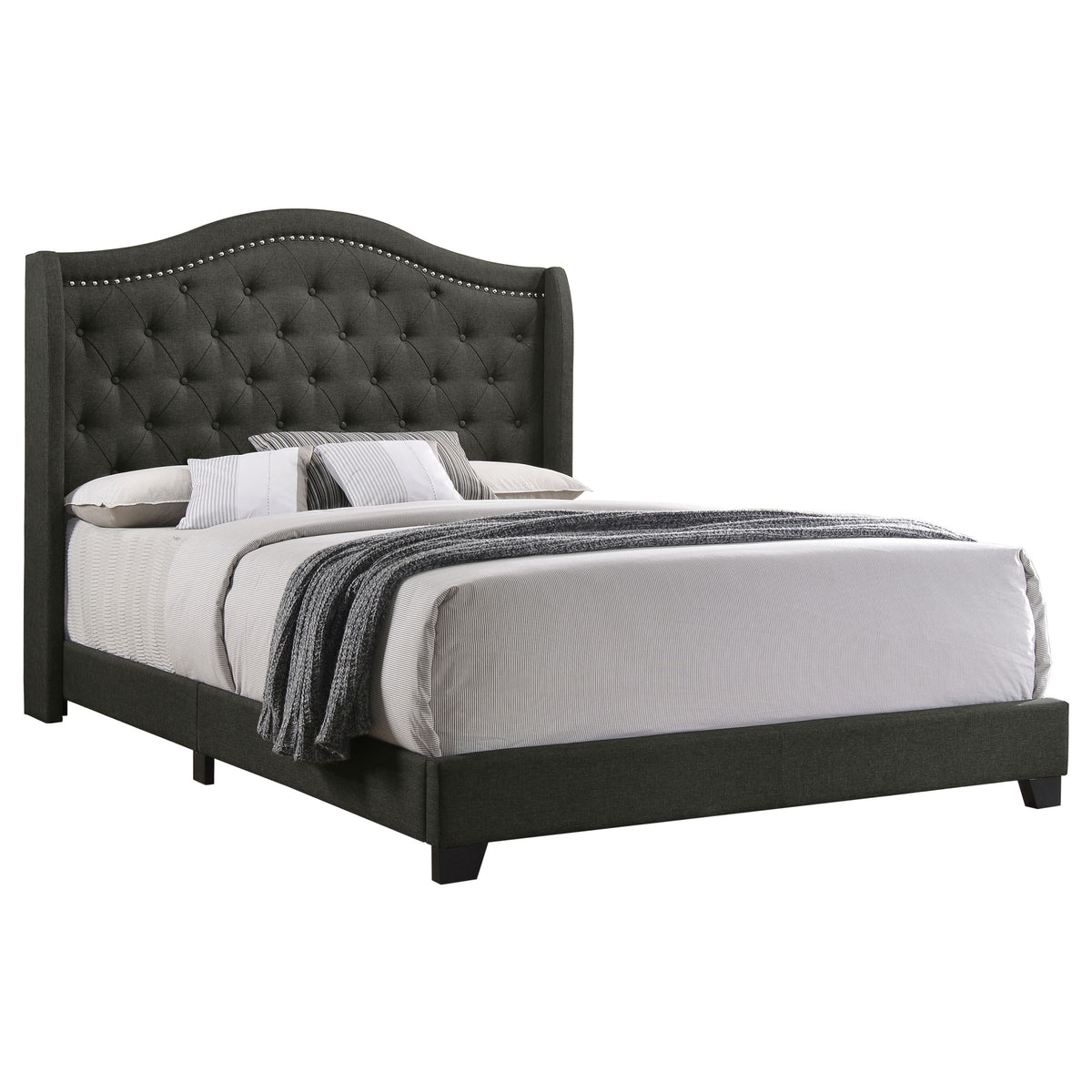 Sonoma Upholstered Wingback Bed - Eastern King, Grey