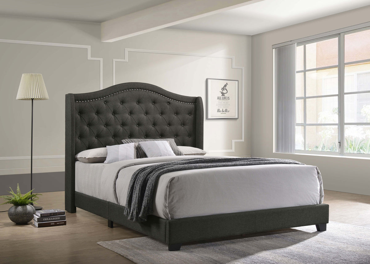 Sonoma Upholstered Wingback Bed - Queen, Grey