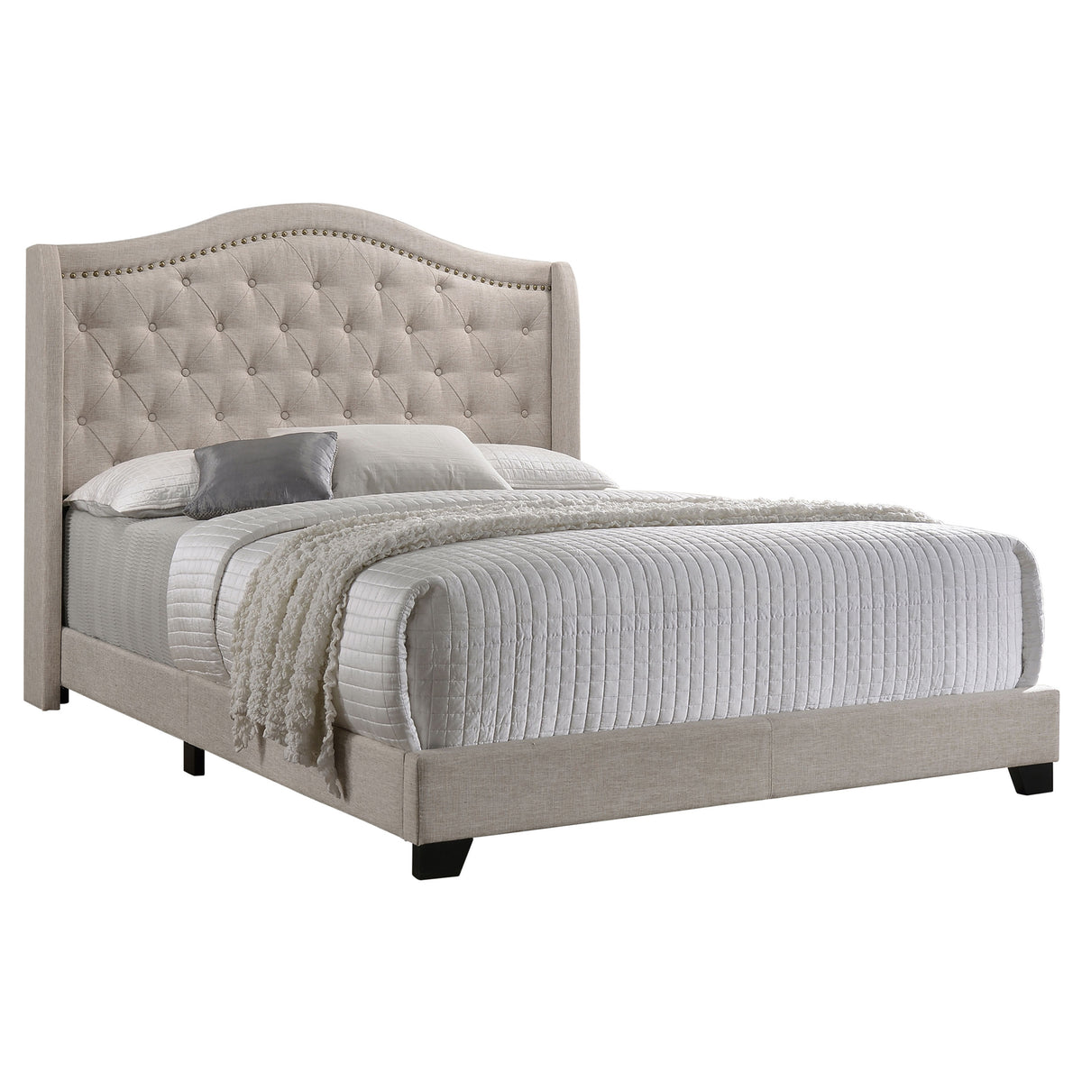 Sonoma Upholstered Wingback Bed - Full, Beige