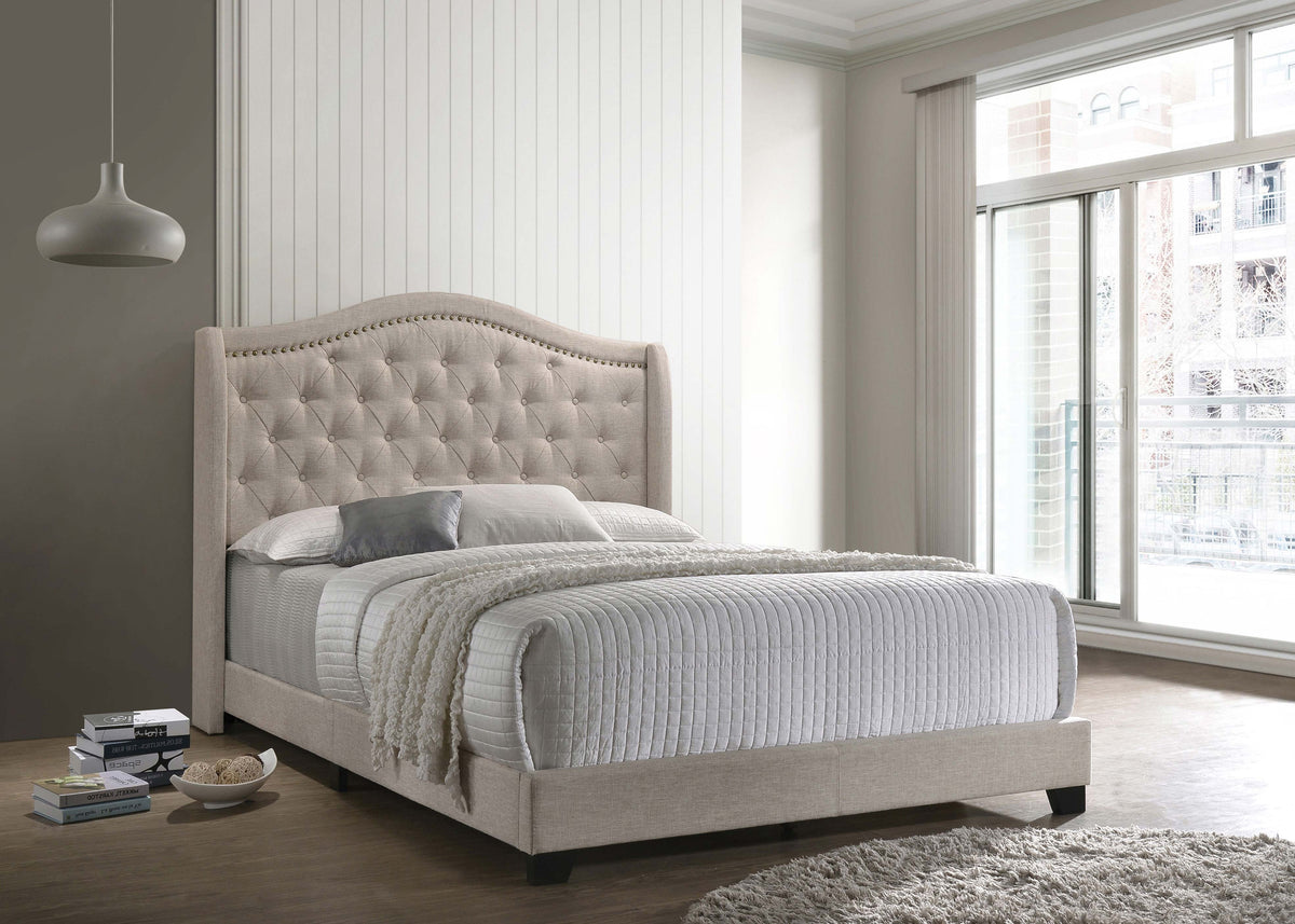 Sonoma Upholstered Wingback Bed - Eastern King, Beige