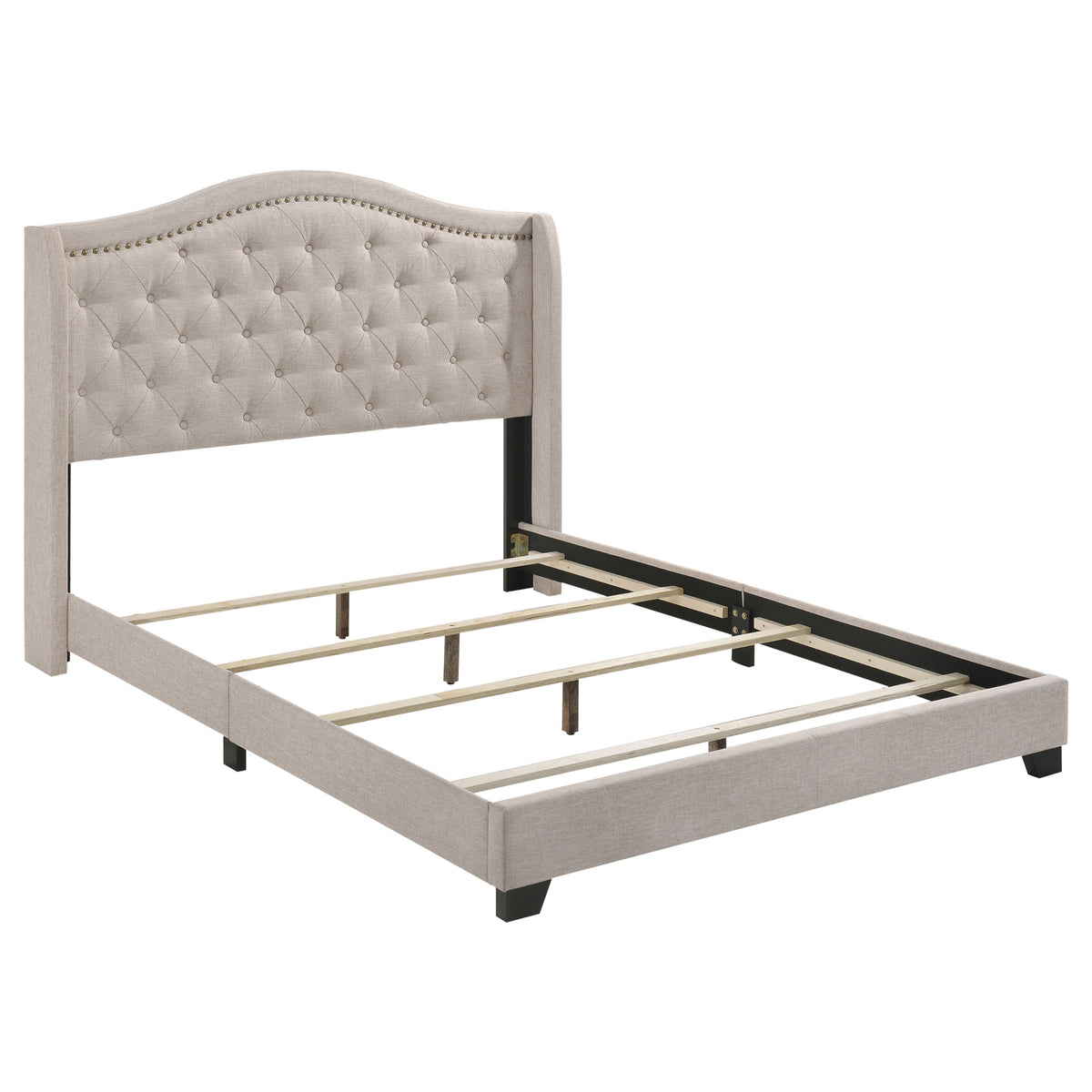 Sonoma Upholstered Wingback Bed - Eastern King, Beige