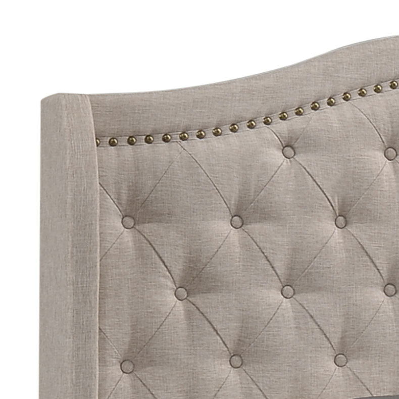 Sonoma Upholstered Wingback Bed - Queen, Beige