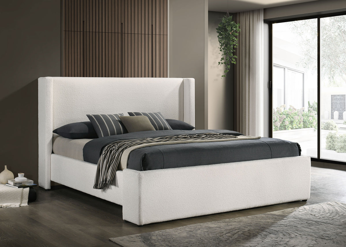 Alamosa Boucle Upholstered Bed White - Eastern King