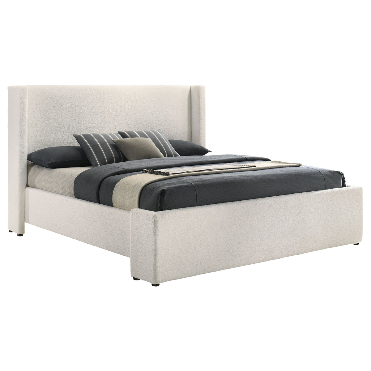 Alamosa Boucle Upholstered Bed White - Eastern King