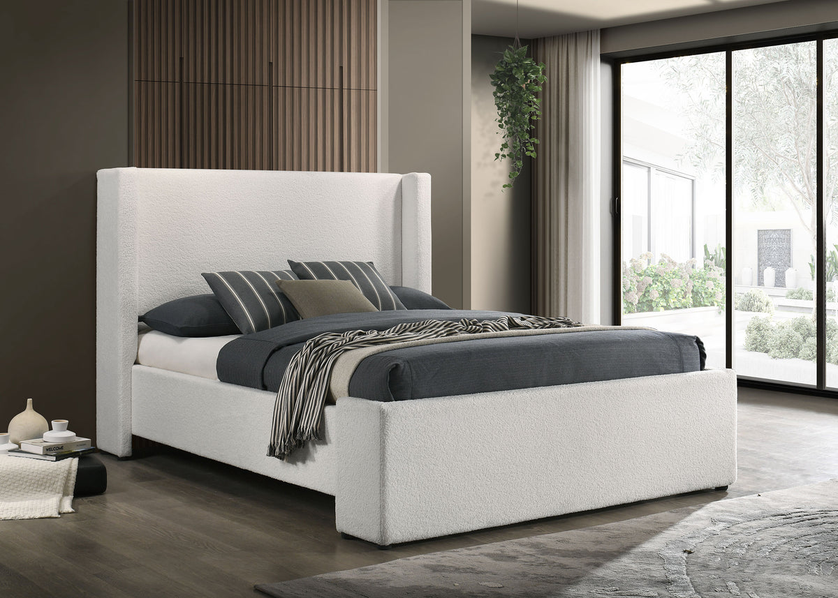 Alamosa Boucle Upholstered Bed White - Queen
