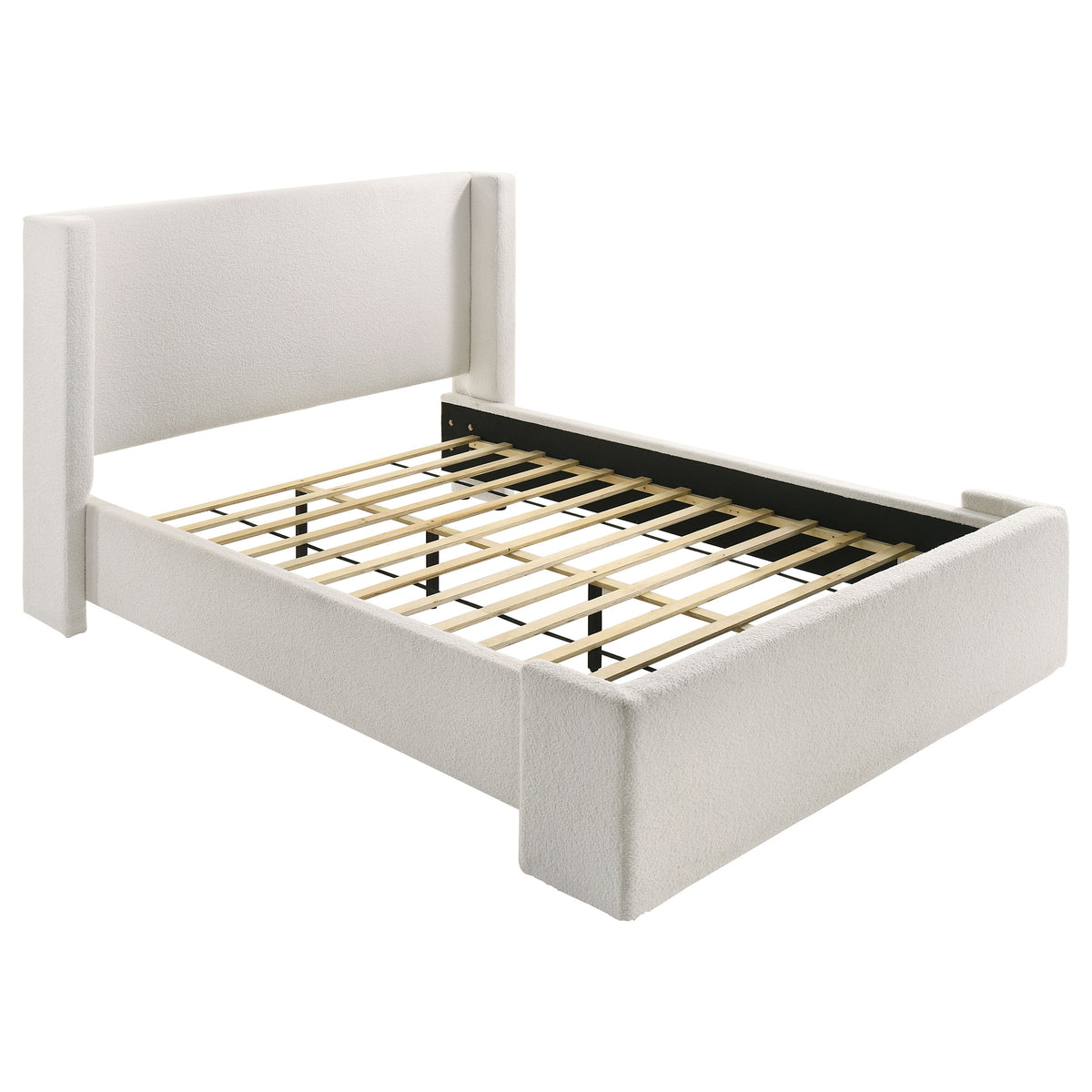 Alamosa Boucle Upholstered Bed White - Queen