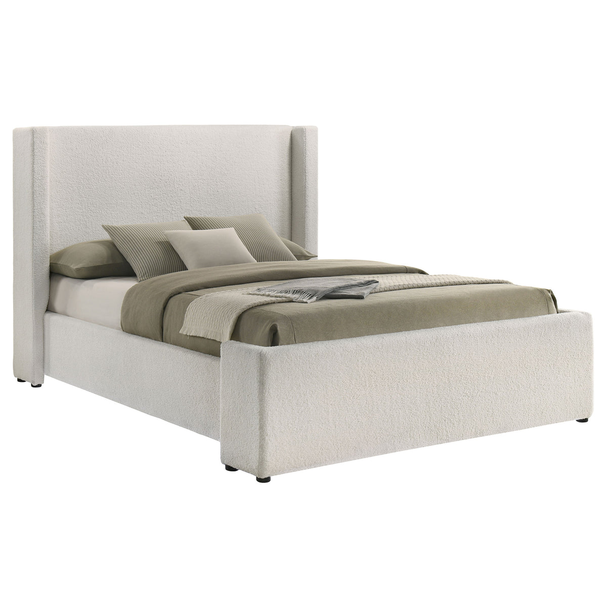 Alamosa Boucle Upholstered Bed White - Queen