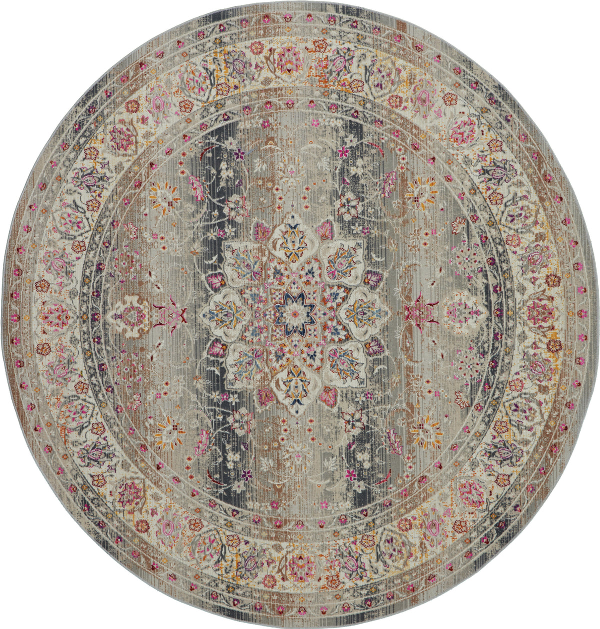 Vintage Kashan VKA01 Grey Rug - Round