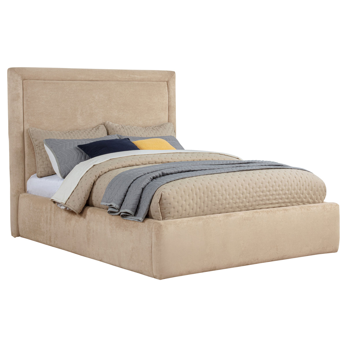 Lawson 54-inch Upholstered Platform Bed - Full, Light Saddle