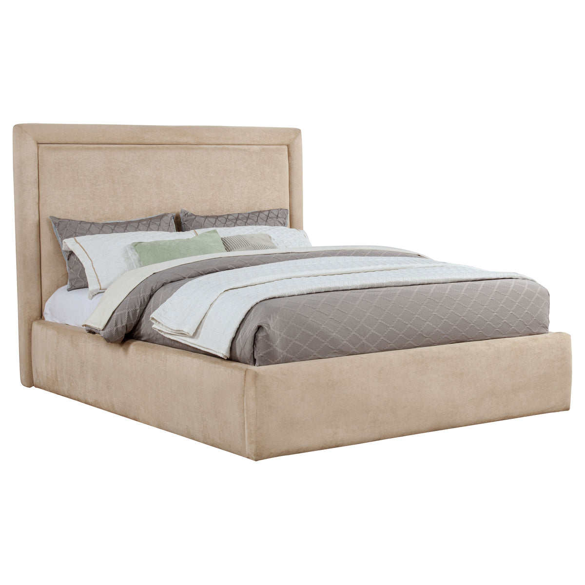 Lawson 54-inch Upholstered Platform Bed - Eastern King, Light Saddle