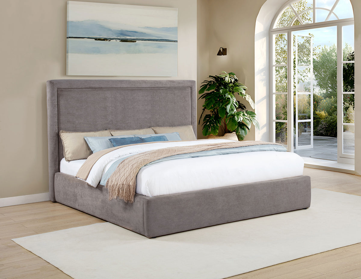 Lawson 54-inch Upholstered Platform Bed - Eastern King, Mushroom