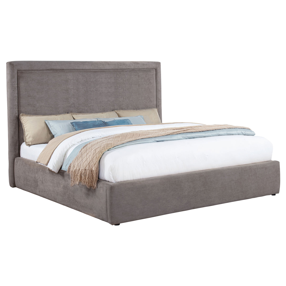 Lawson 54-inch Upholstered Platform Bed - Eastern King, Mushroom