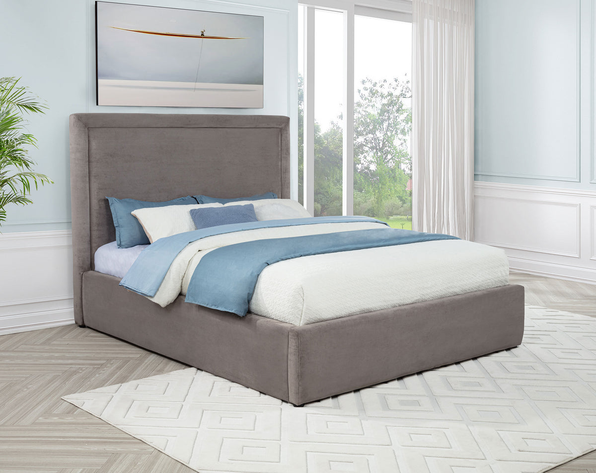Lawson 54-inch Upholstered Platform Bed - Queen, Mushroom