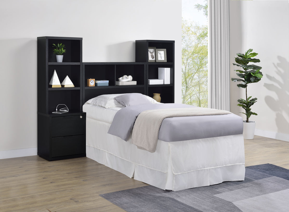 Westpark 3-piece Bedroom Set Bookcase Headboard - Twin, Black