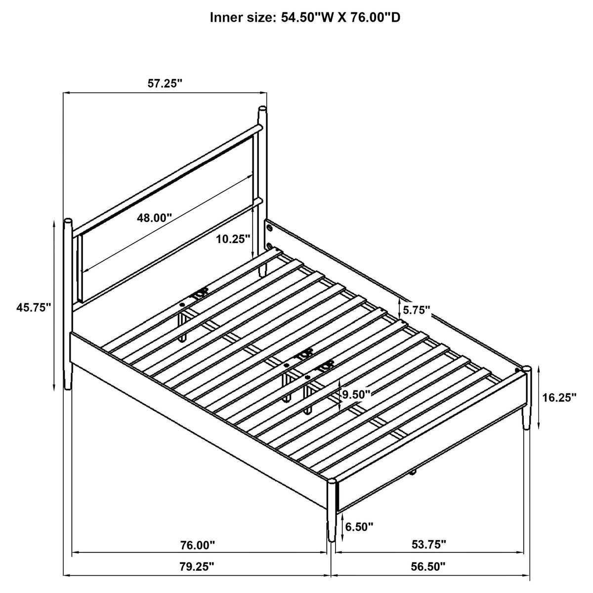 Mason 46-inch Panel Platform Bed Light Brown - Full