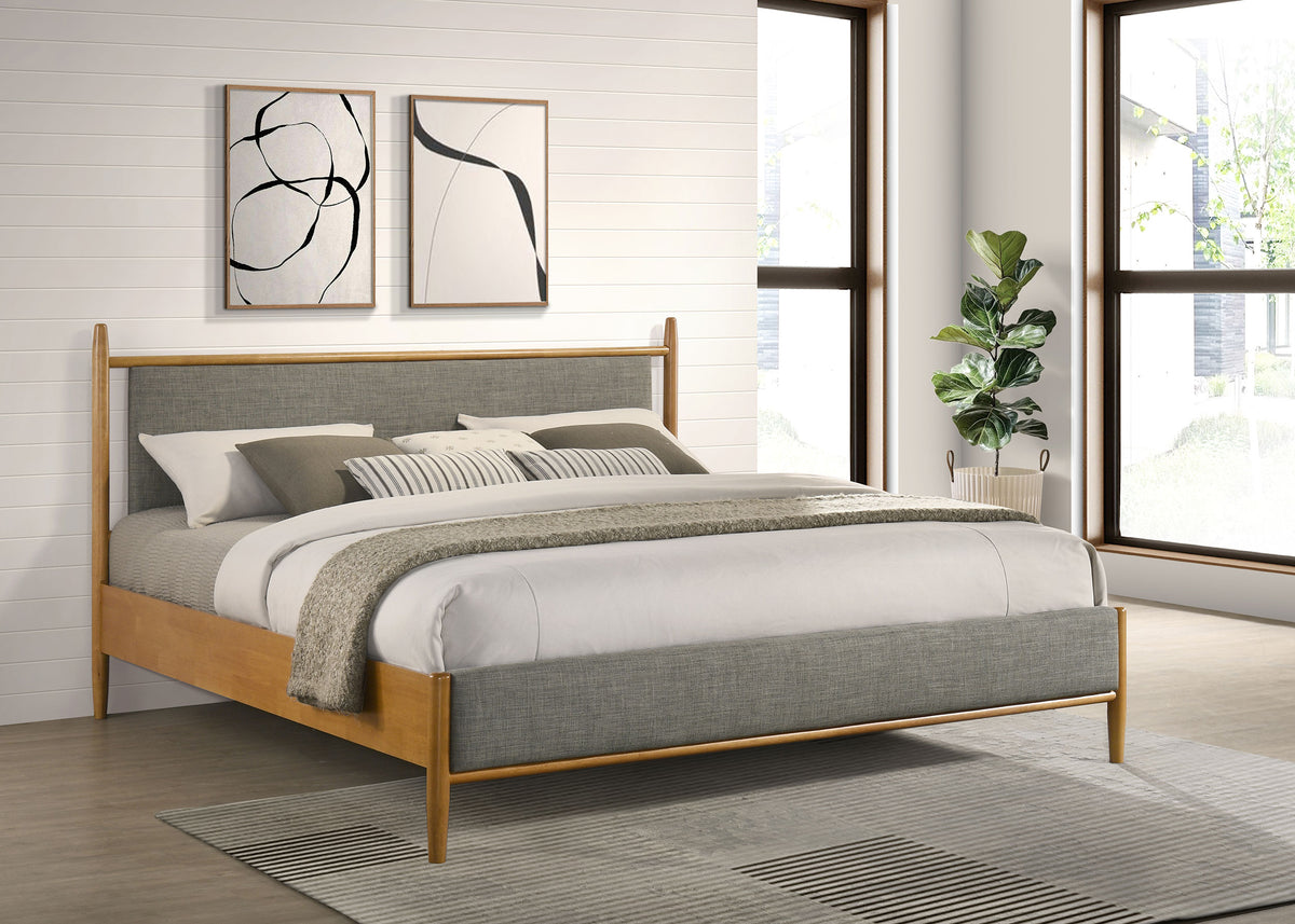 Mason 46-inch Panel Platform Bed Light Brown - Eastern King