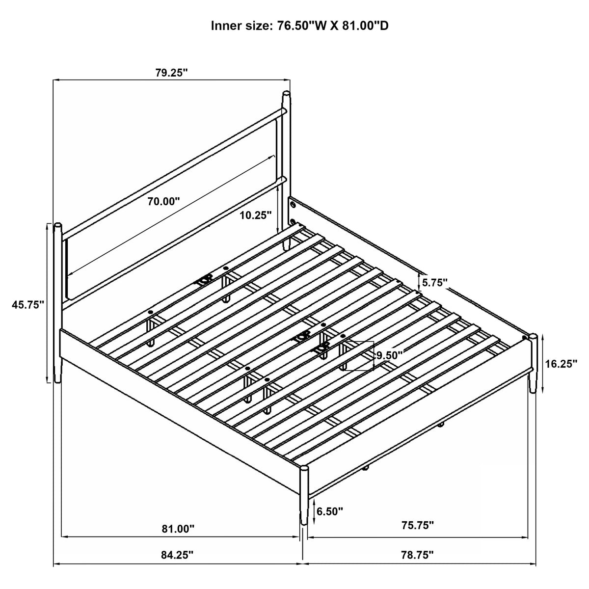 Mason 46-inch Panel Platform Bed Light Brown - Eastern King