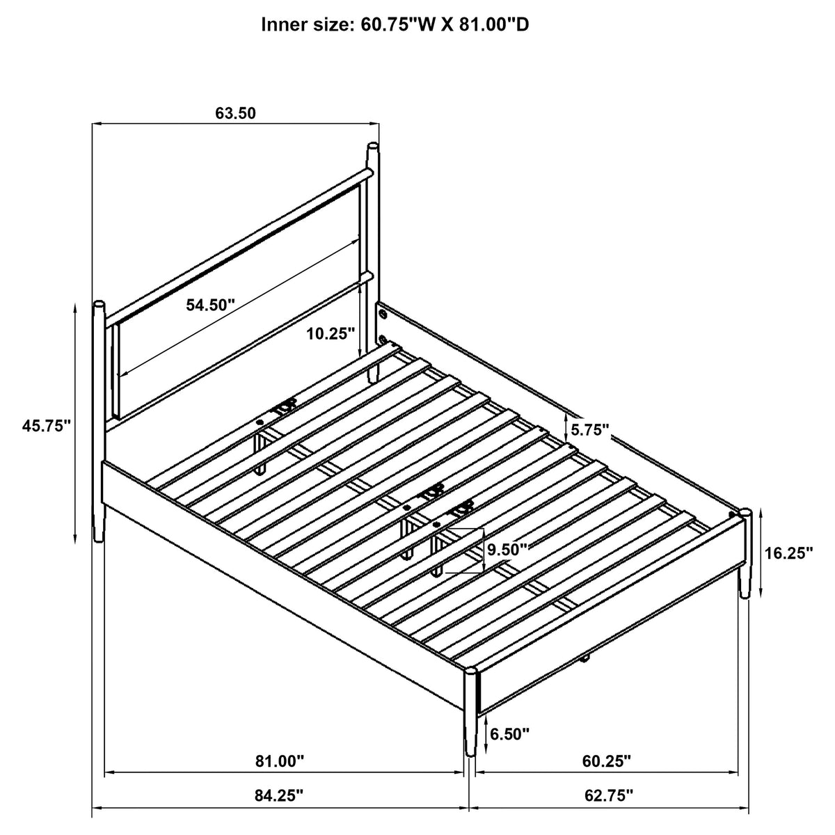 Mason 46-inch Panel Platform Bed Light Brown - Queen