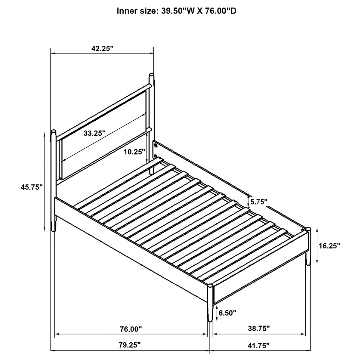 Mason 46-inch Panel Platform Bed Light Brown - Twin