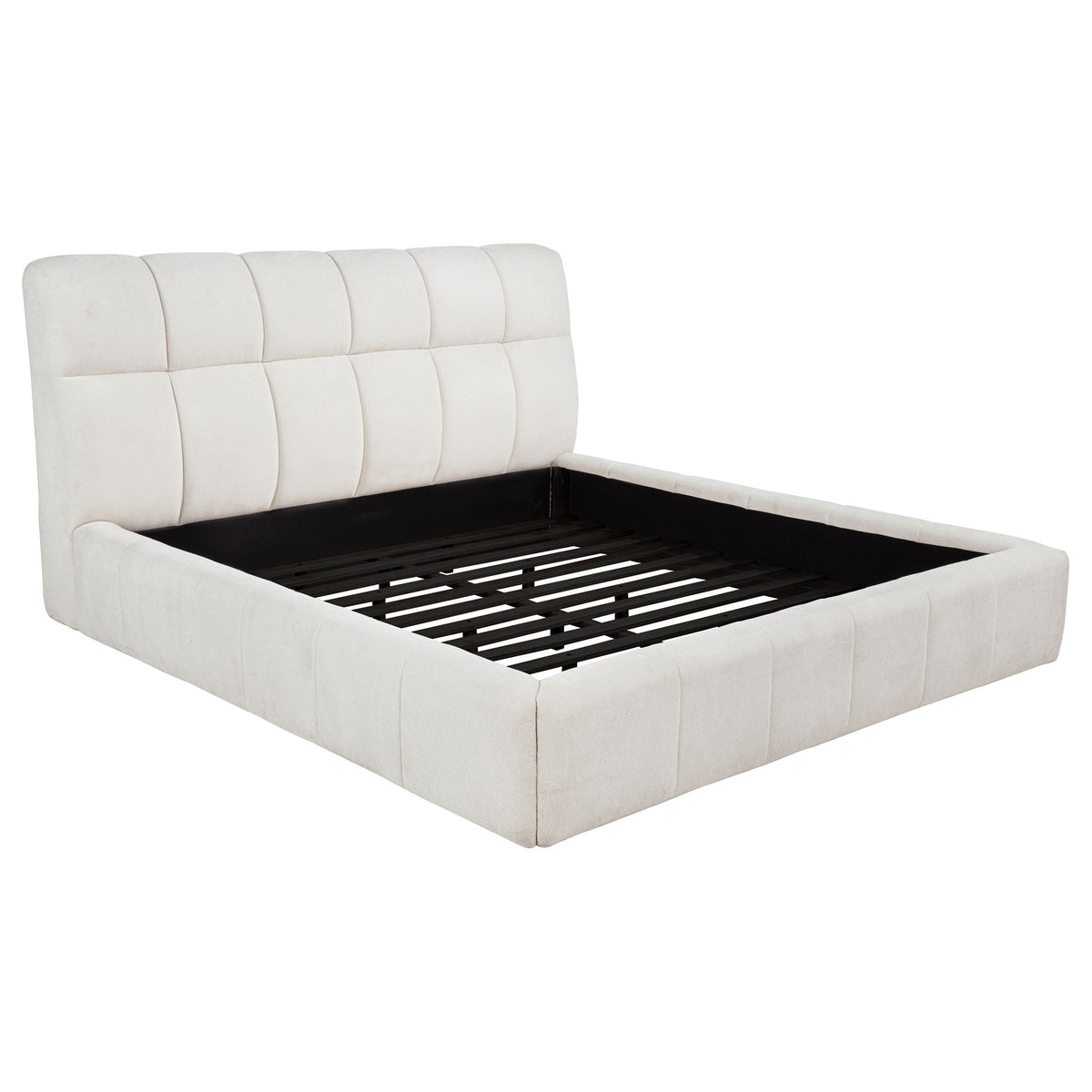 Nollet 48-inch Upholstered Platform Bed - Eastern King, Cream