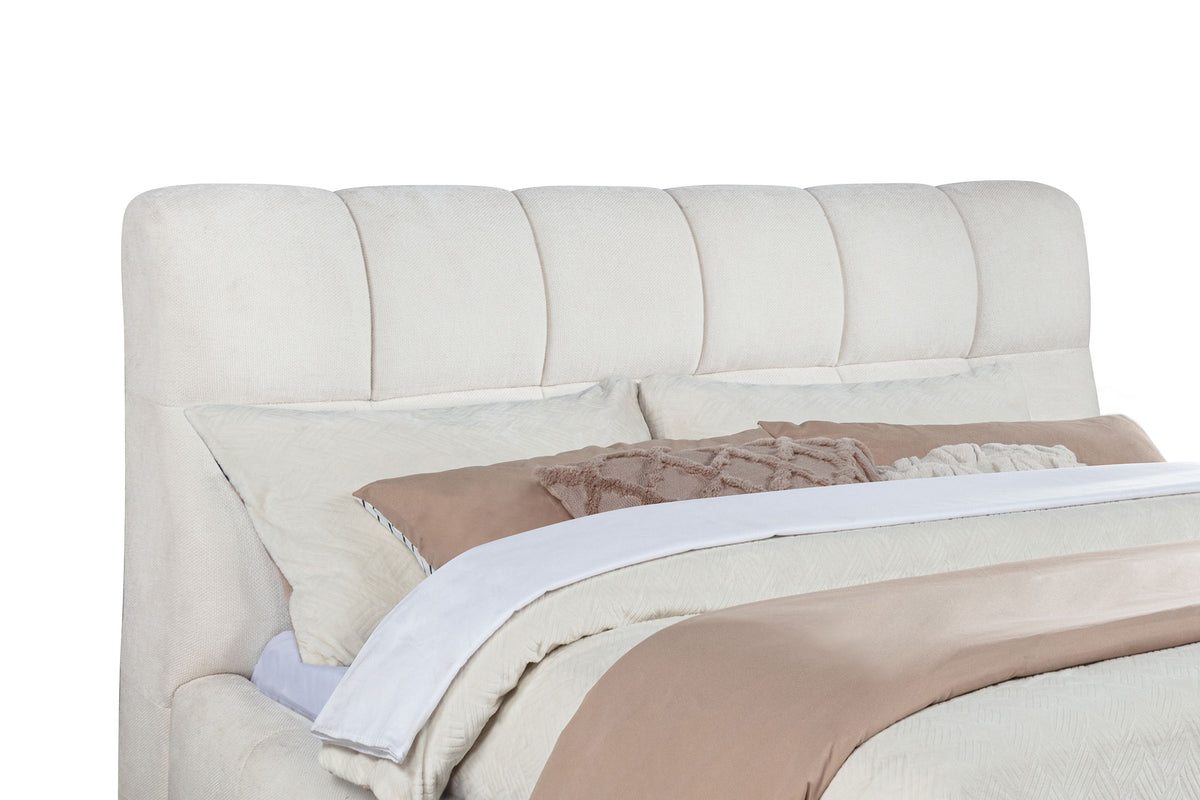 Nollet 48-inch Upholstered Platform Bed - Eastern King, Cream