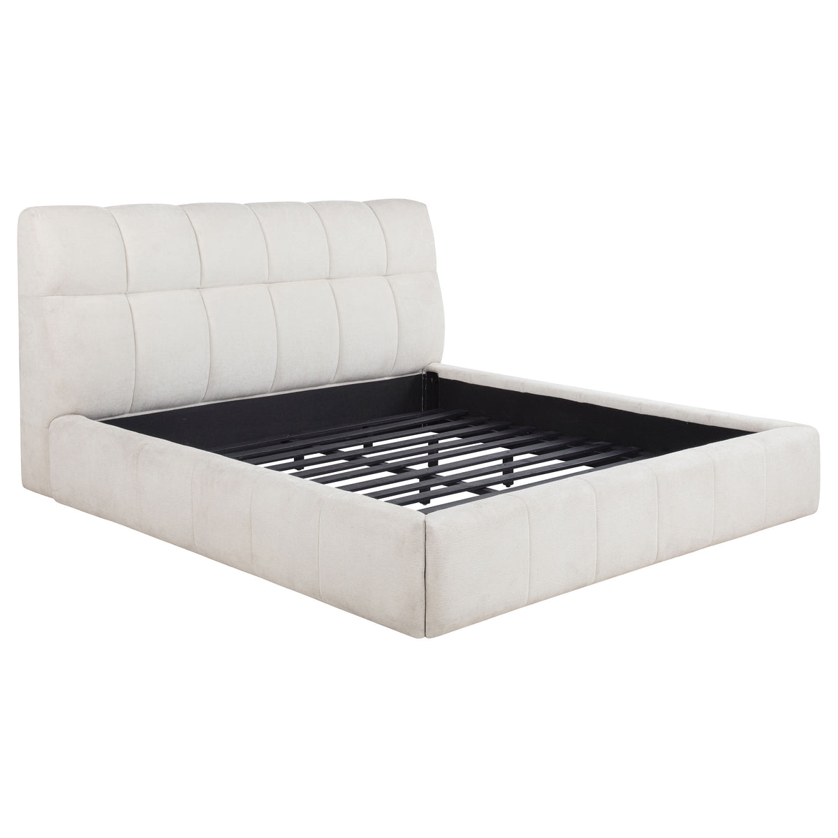 Nollet 48-inch Upholstered Platform Bed - California King, Cream