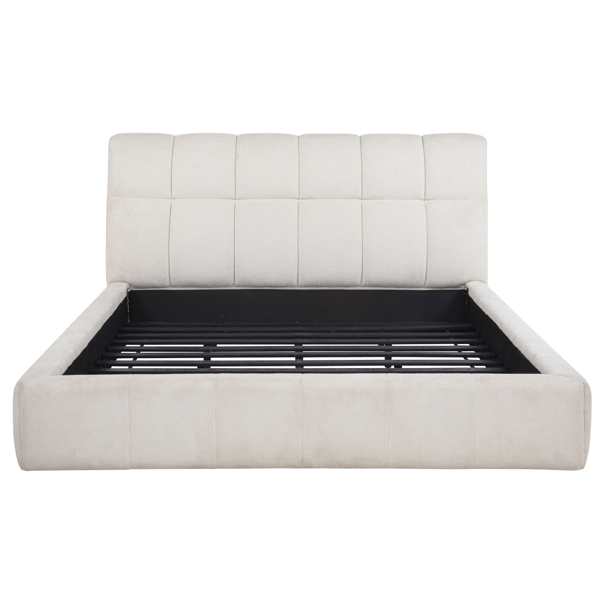 Nollet 48-inch Upholstered Platform Bed - California King, Cream