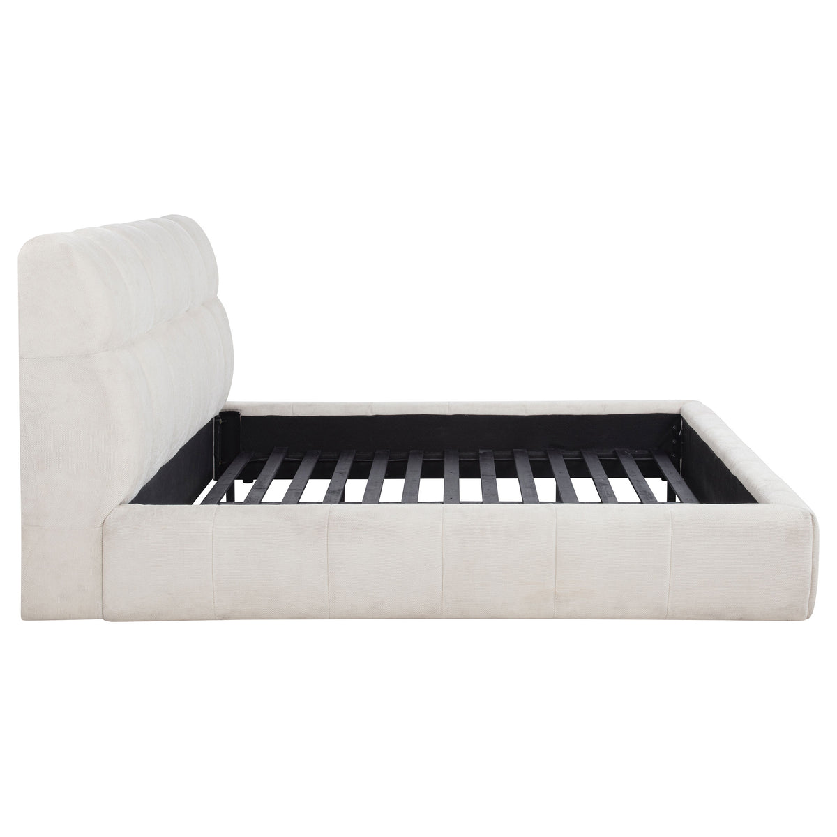 Nollet 48-inch Upholstered Platform Bed - California King, Cream