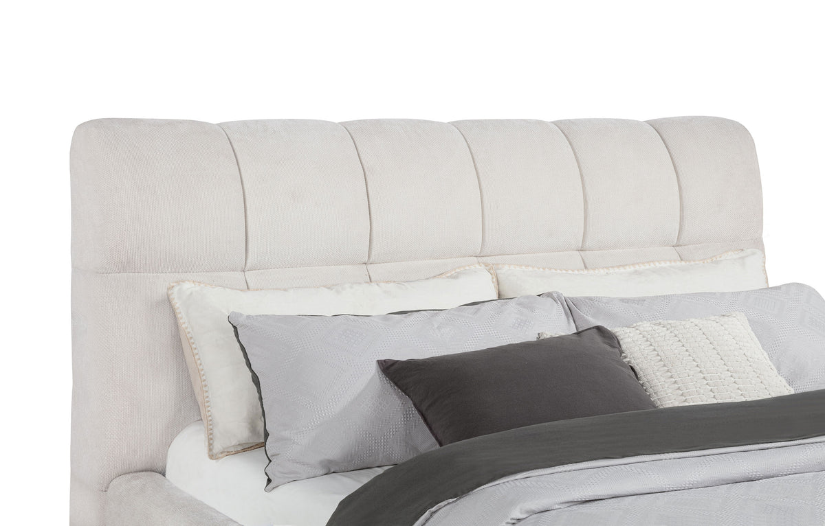 Nollet 48-inch Upholstered Platform Bed - California King, Cream