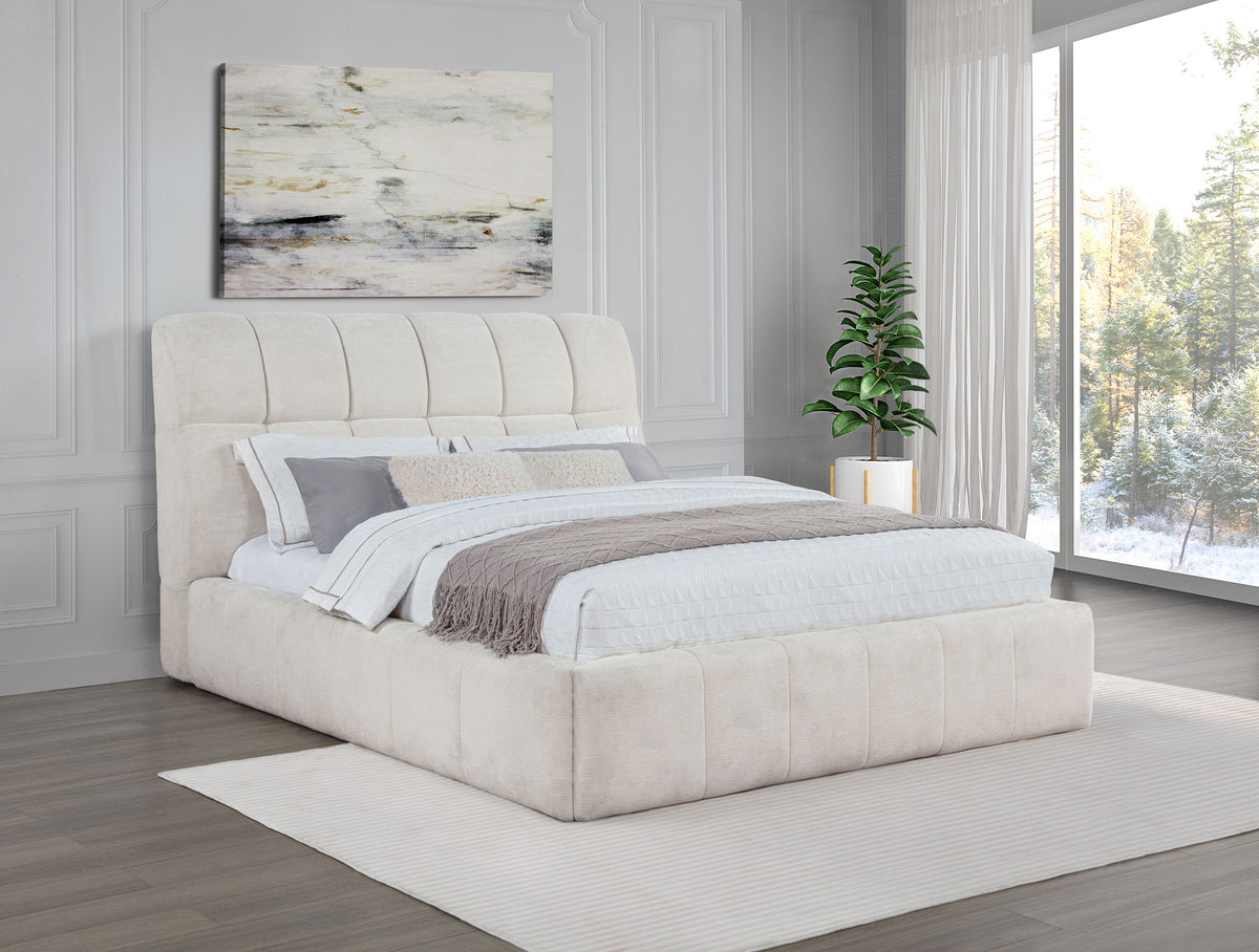Nollet 48-inch Upholstered Platform Bed - Queen, Cream