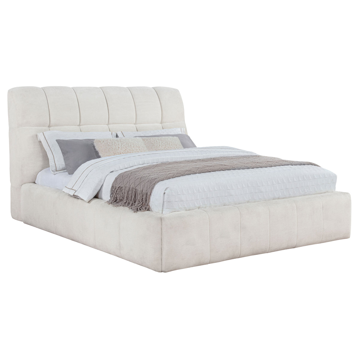 Nollet 48-inch Upholstered Platform Bed - Queen, Cream