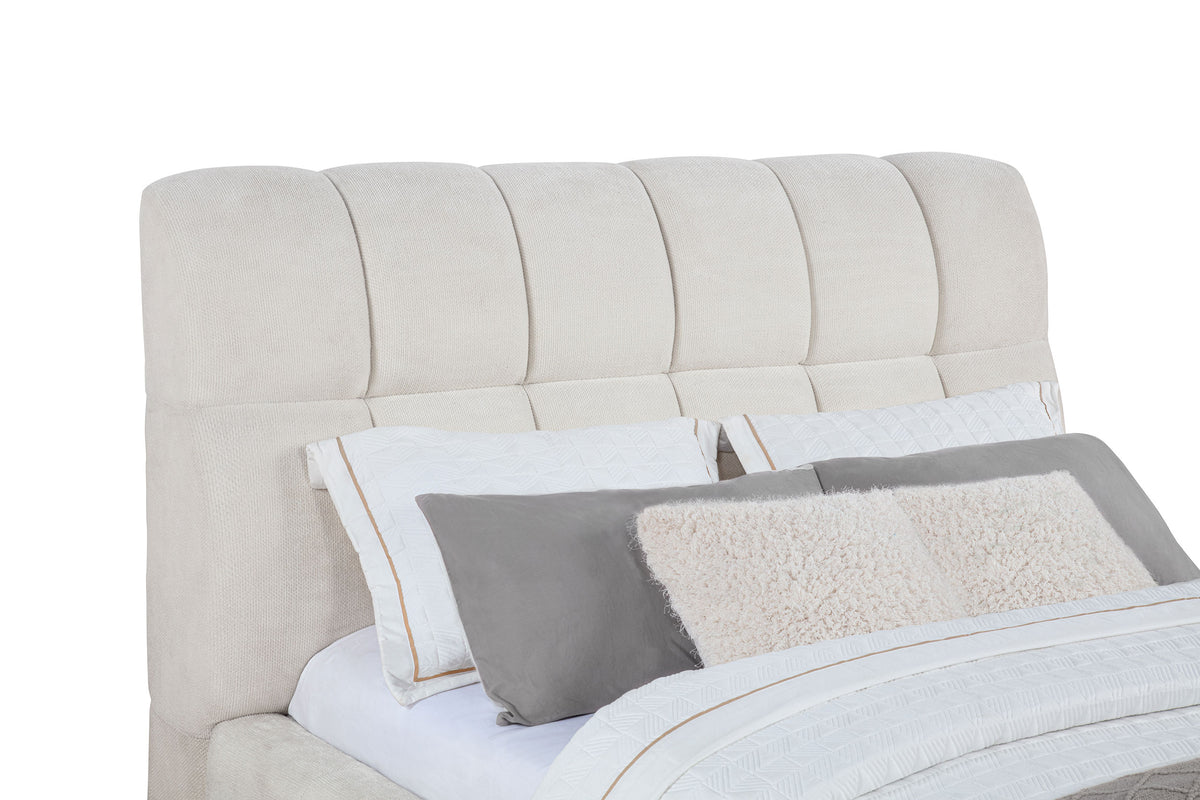 Nollet 48-inch Upholstered Platform Bed - Queen, Cream