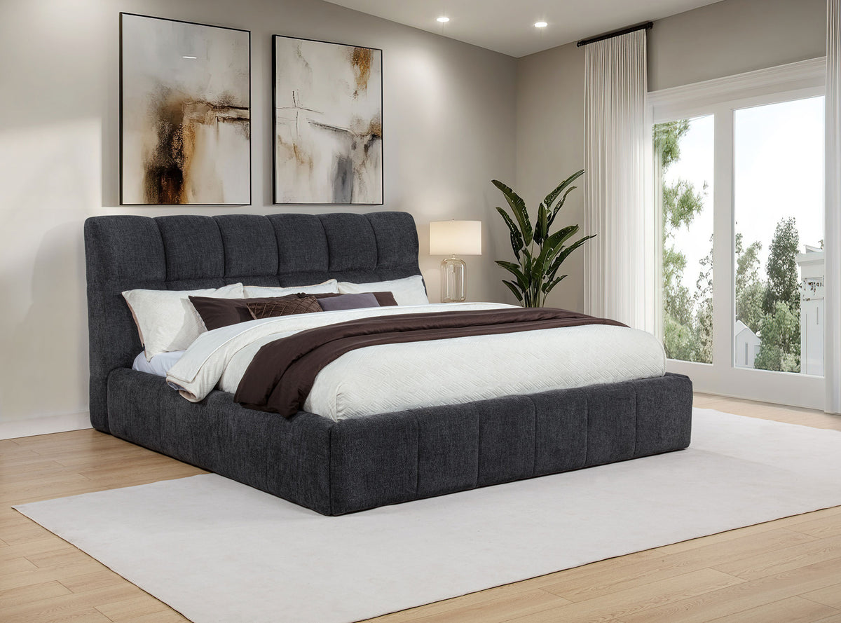Nollet 48-inch Upholstered Platform Bed - Eastern King, Grey