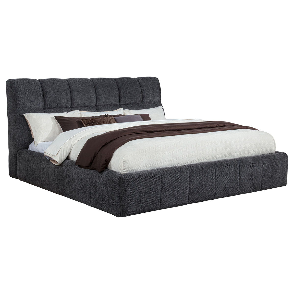 Nollet 48-inch Upholstered Platform Bed - Eastern King, Grey