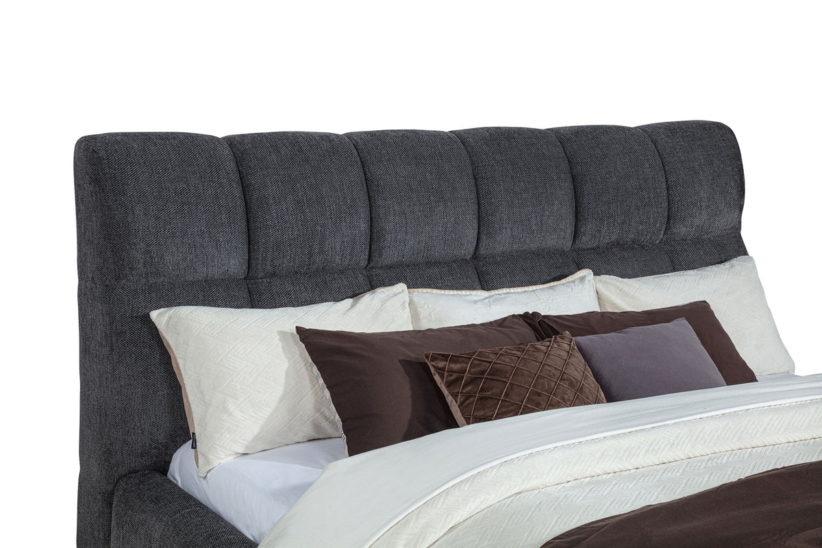 Nollet 48-inch Upholstered Platform Bed - Eastern King, Grey