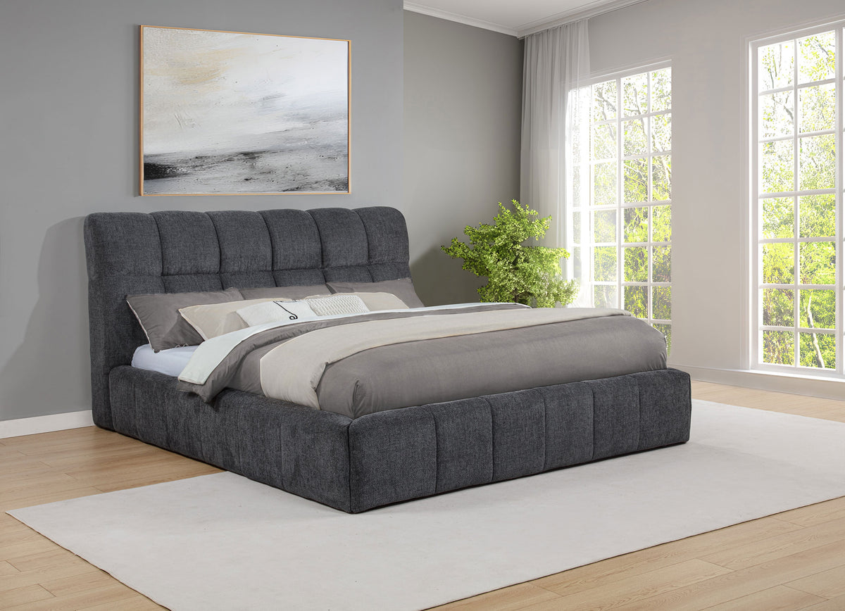 Nollet 48-inch Upholstered Platform Bed - California King, Grey