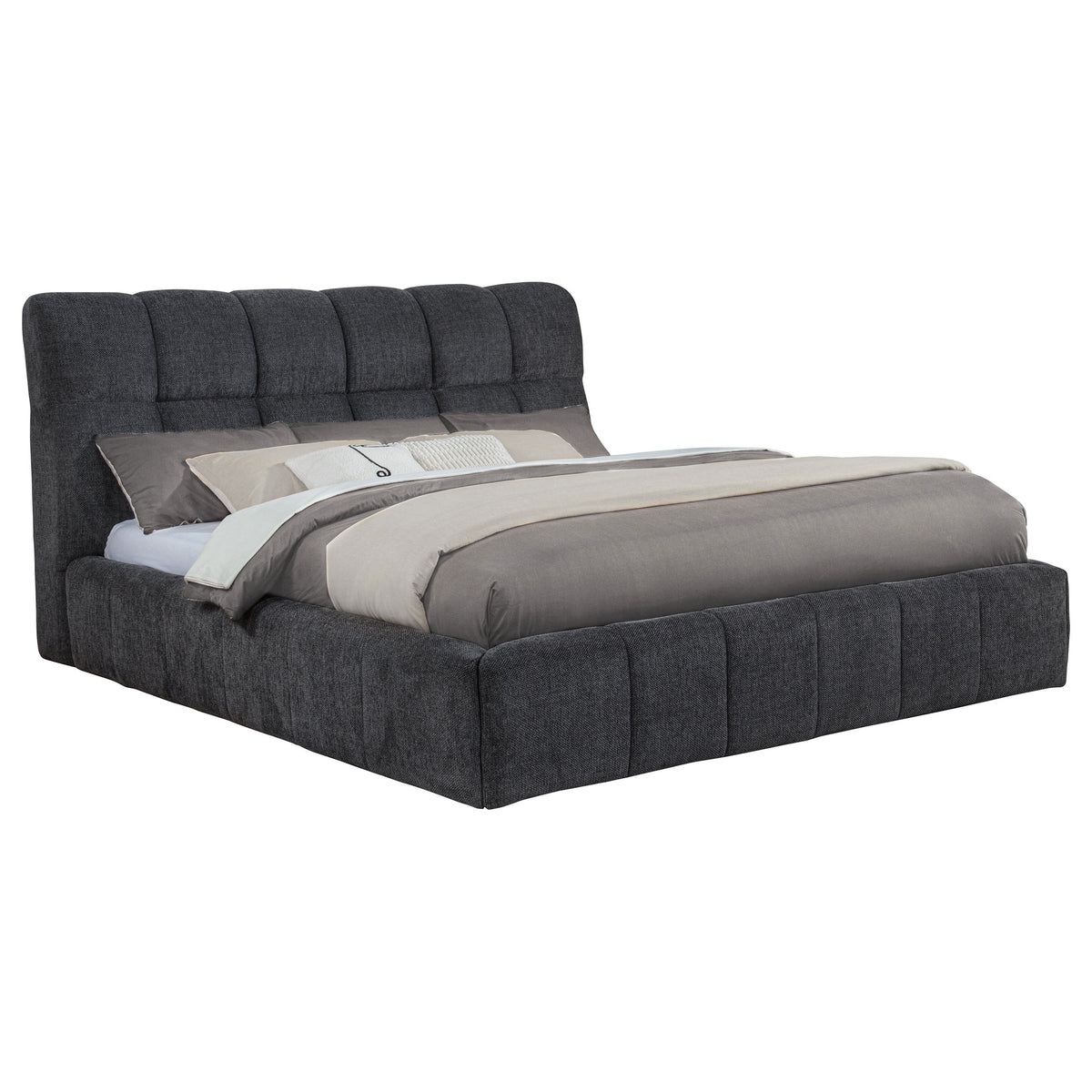 Nollet 48-inch Upholstered Platform Bed - California King, Grey