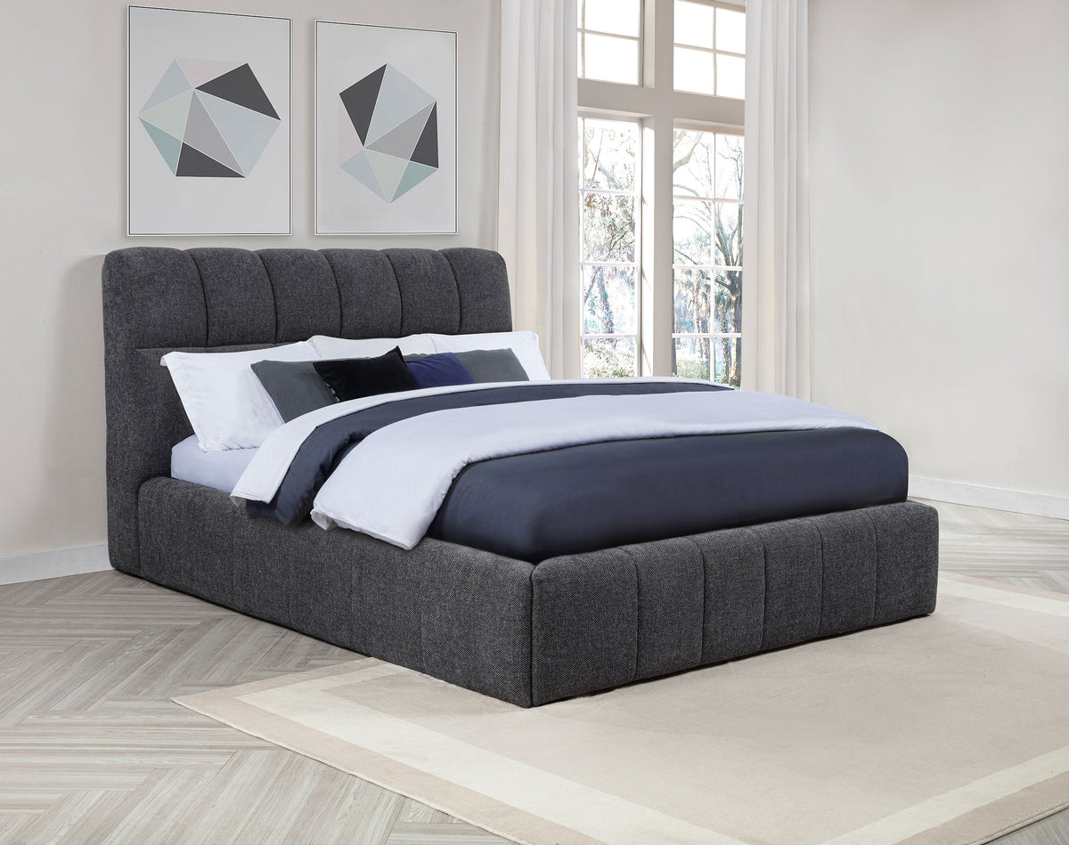 Nollet 48-inch Upholstered Platform Bed - Queen, Grey