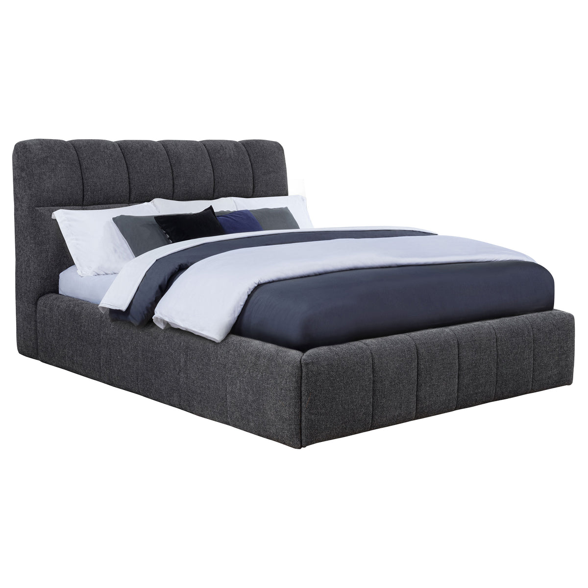 Nollet 48-inch Upholstered Platform Bed - Queen, Grey