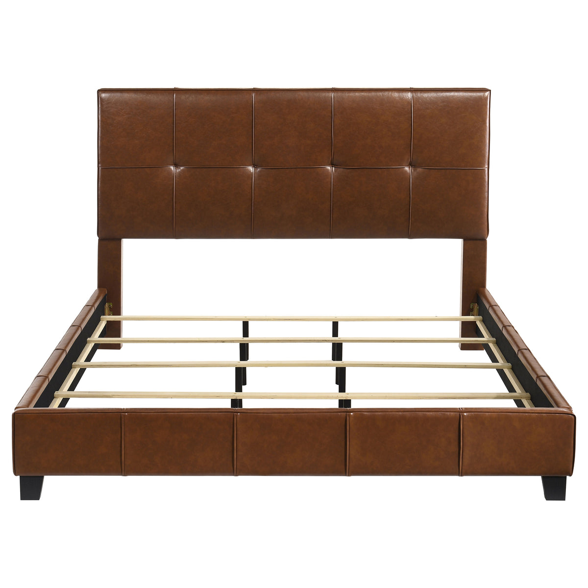 Farrell Faux Leather Panel Bed Brown - Eastern King