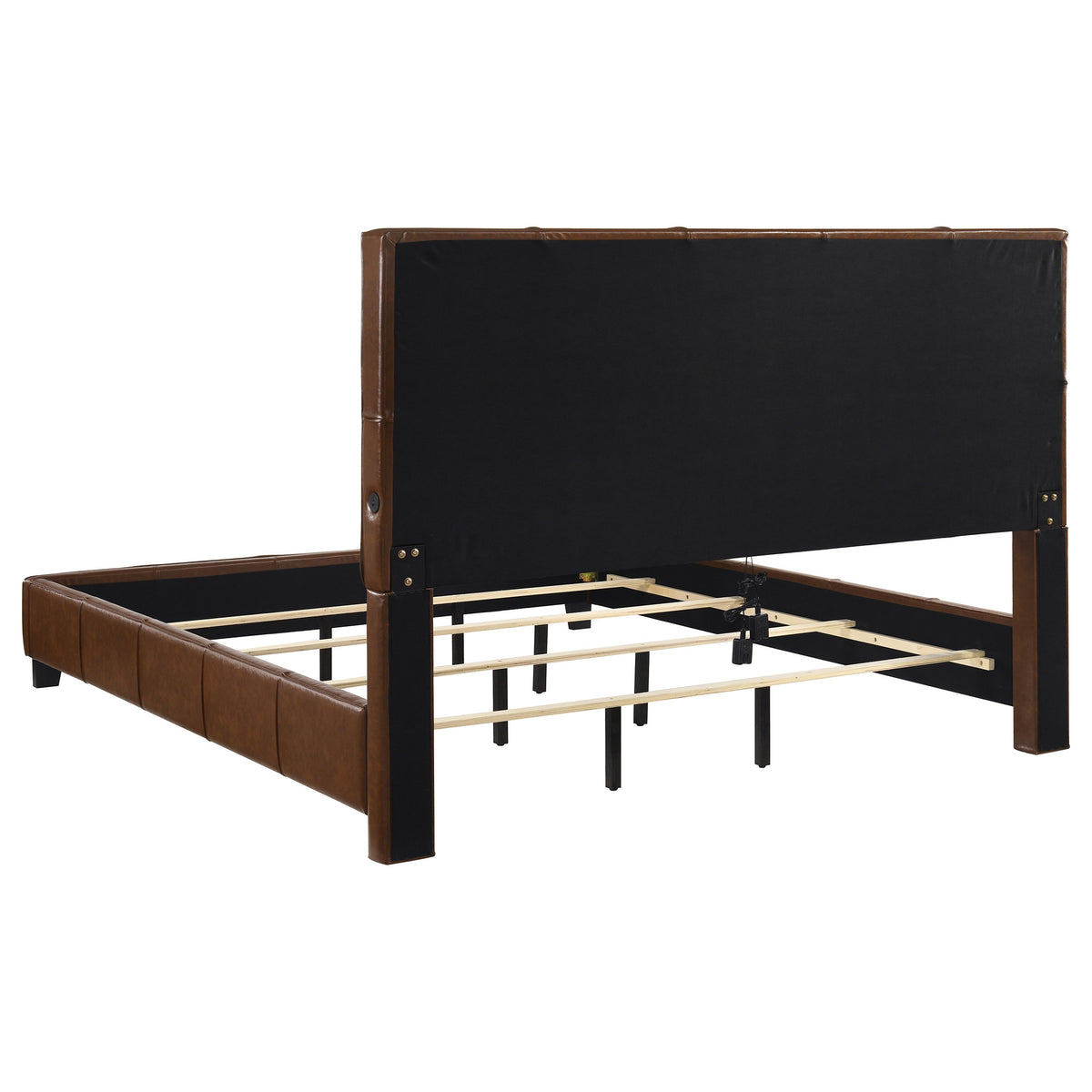 Farrell Faux Leather Panel Bed Brown - Eastern King