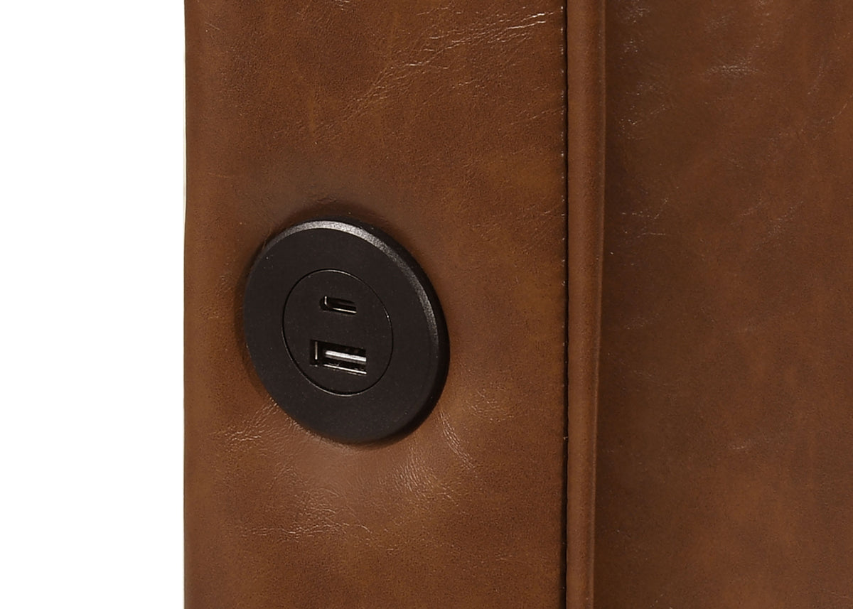 Farrell Faux Leather Panel Bed Brown - Eastern King