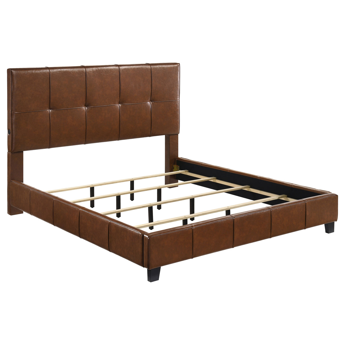 Farrell Faux Leather Panel Bed Brown - California King