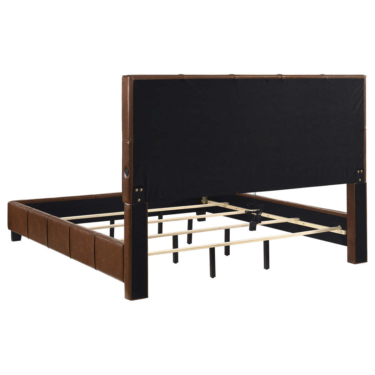Farrell Faux Leather Panel Bed Brown - California King