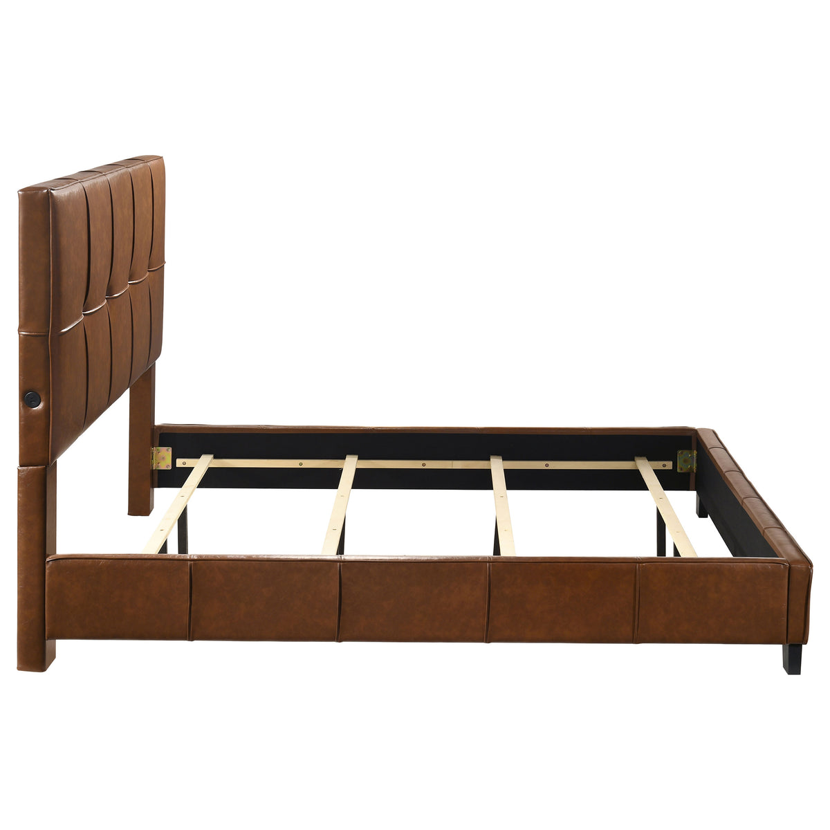 Farrell Faux Leather Panel Bed Brown - California King