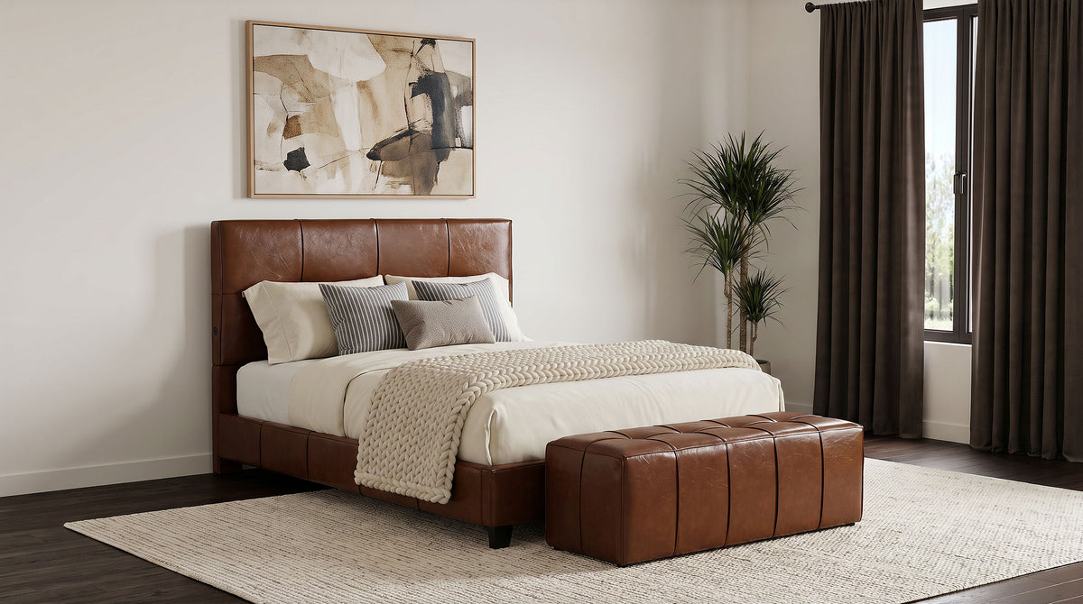 Farrell Faux Leather Panel Bed Brown - California King